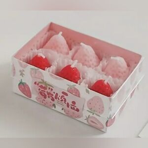 STRAWBERRY SHAPED Scented Candle, Fruit Aromatic Candles, 3.3 oz (6 pieces)